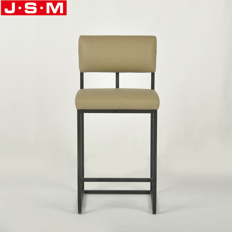 Wooden Frame Metal Base High Bar Chair Barstool Brown Bar Stools For Kitchen Dining