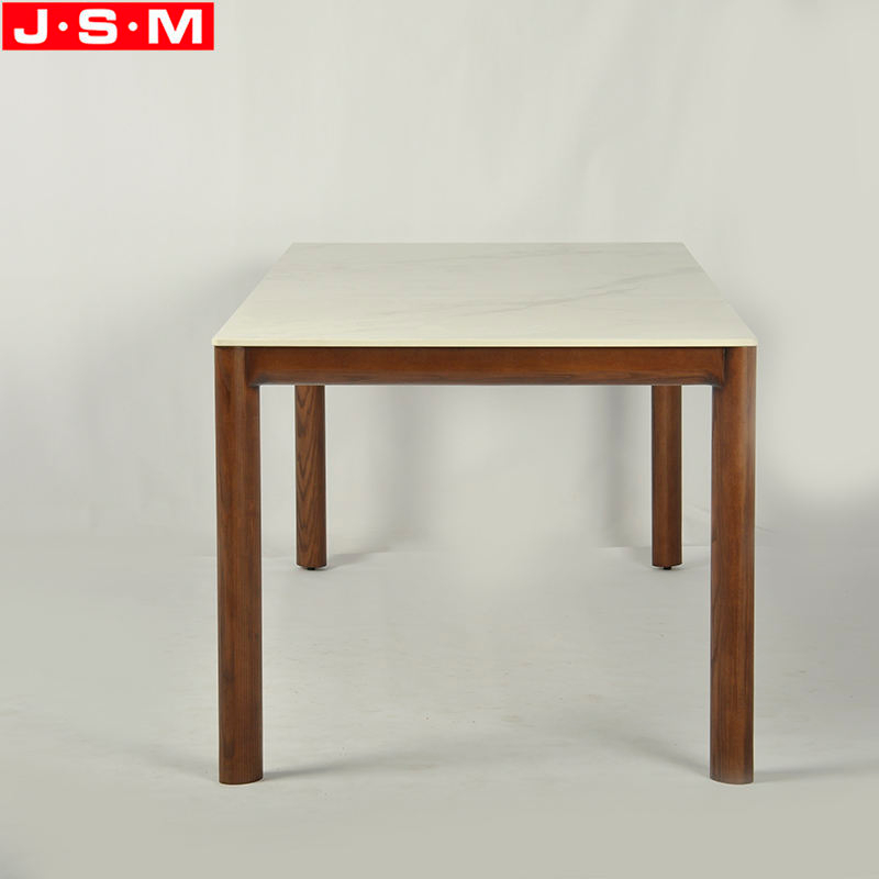 Modern Luxury Rock Slab Table Top Patio Restaurant Ash Timber Base Big Dining Table