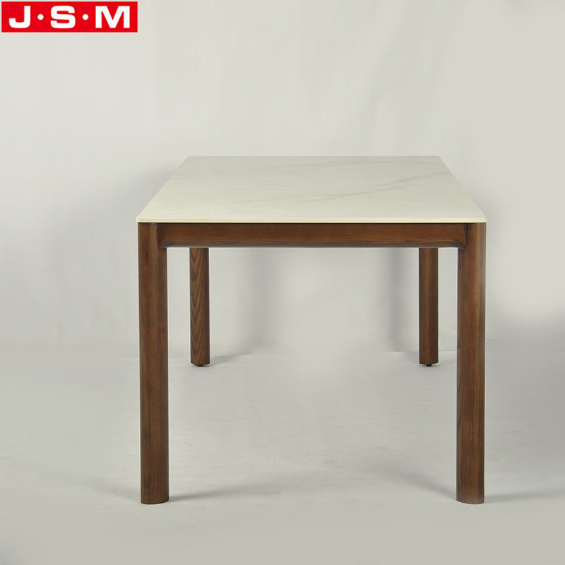 Modern Luxury Rock Slab Table Top Patio Restaurant Ash Timber Base Big Dining Table