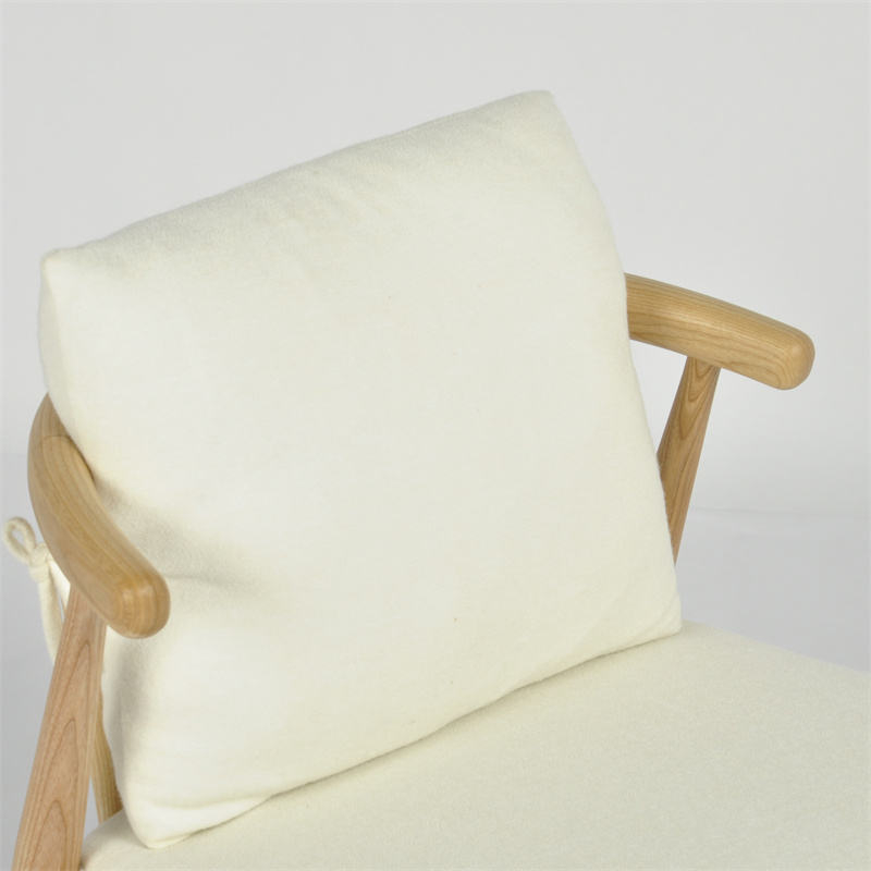New Design Comfortable Wabi-Sabi Style Pure Color Upholstery Wooden Armchair For Living Room