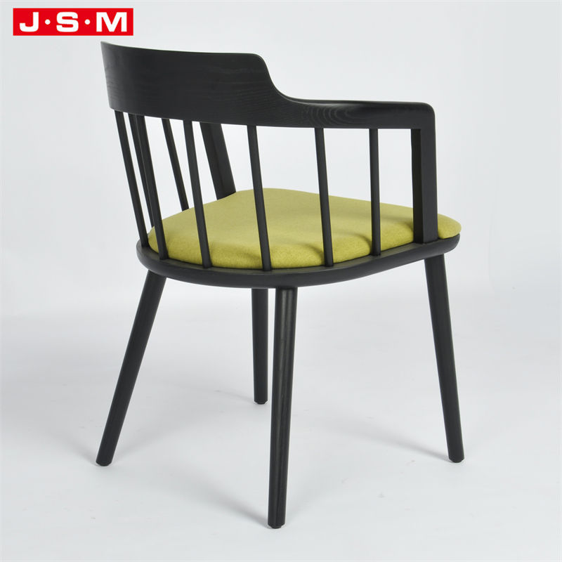 Modern Solid Wooden Black Outdoor Coffee Garden Low Back Dining Chair