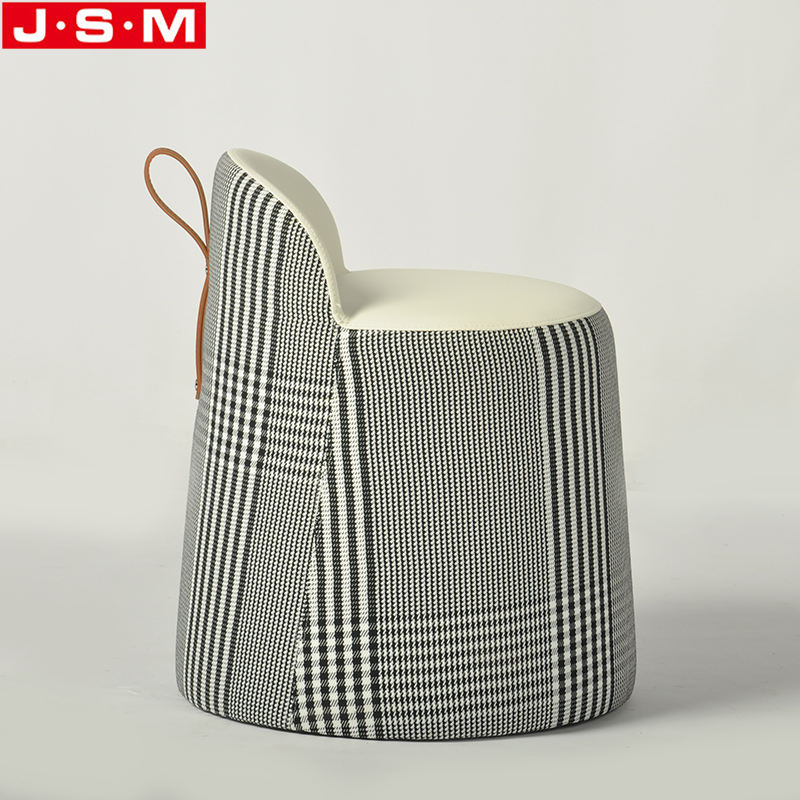 Any Color Is Available Customization Wooden Frame With Foam And Fabric Round Ottoman Stool