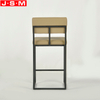 Wooden Frame Metal Base High Bar Chair Barstool Brown Bar Stools For Kitchen Dining