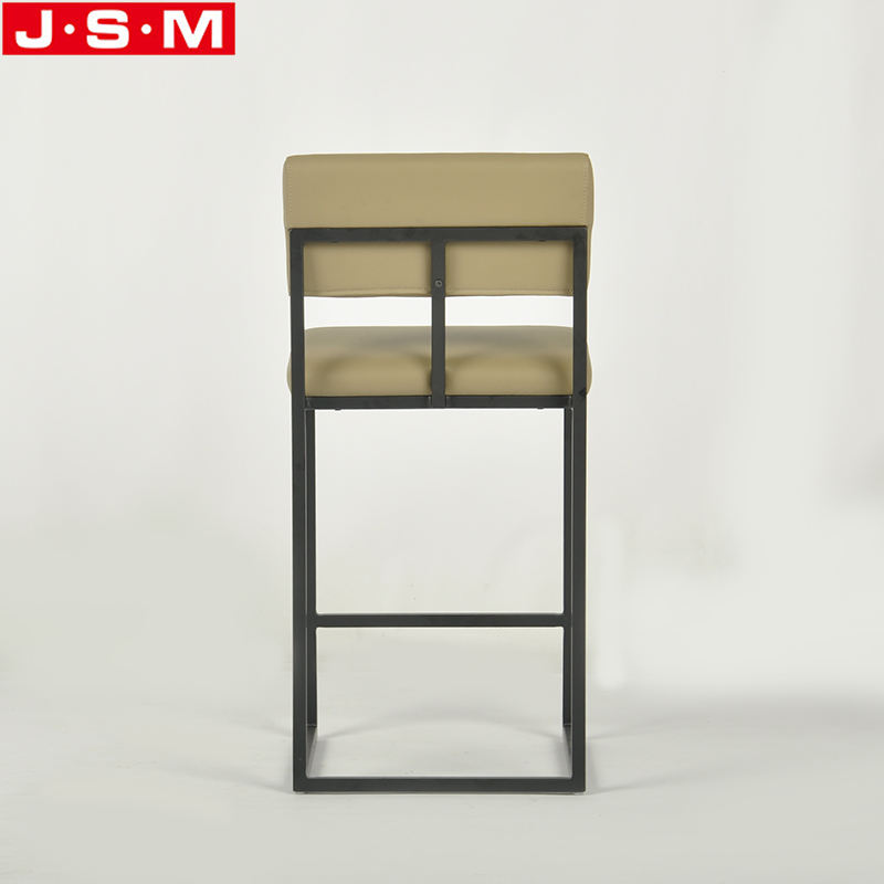 Wooden Frame Metal Base High Bar Chair Barstool Brown Bar Stools For Kitchen Dining