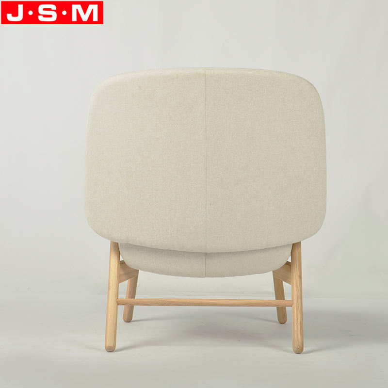 Modern Customized Home Office Bedroom Armchair Wooden Frame Beige White Arm Chair