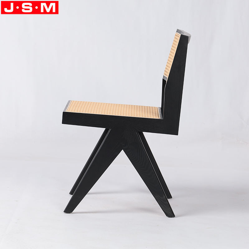 High Quality Antique Plastic Rattan Back And Seat Wood Dining Chairs