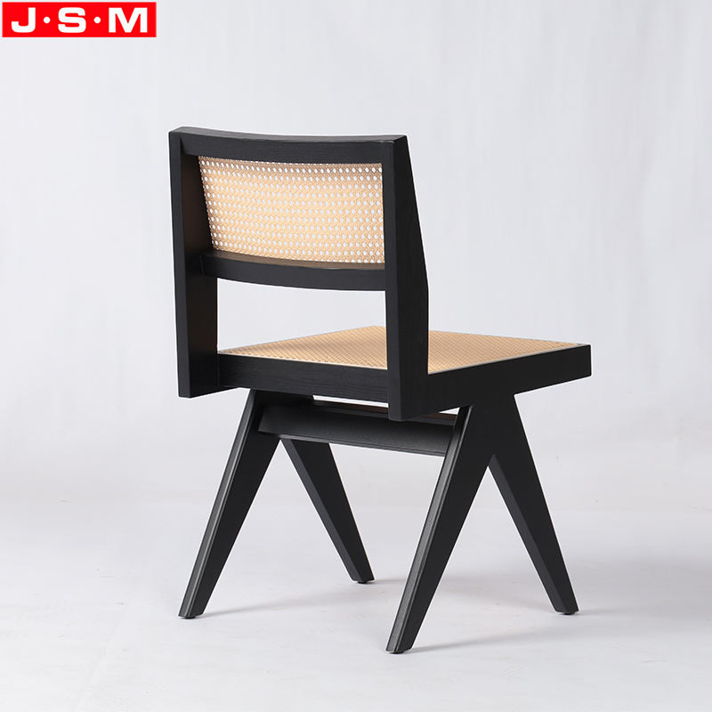 High Quality Antique Plastic Rattan Back And Seat Wood Dining Chairs