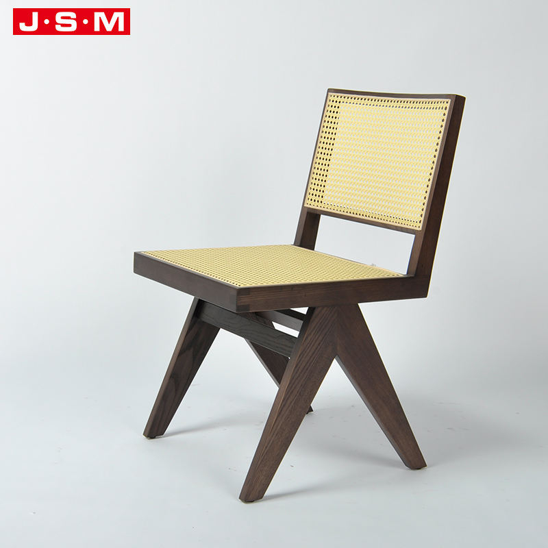 High Quality Antique Plastic Rattan Back And Seat Wood Dining Chairs