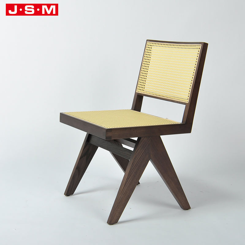 High Quality Antique Plastic Rattan Back And Seat Wood Dining Chairs