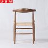 Vintage Paper Rope Seat Living Room Wooden Legs Restaurant Dining Chair