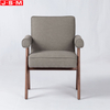 Fabric Coffee Shop Upholstered Armchair Wooden Frame Dining Chair