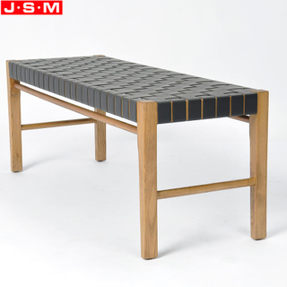 Modern Park Garden Patio Woodworking Leather Wooden Flat Ottoman Benches