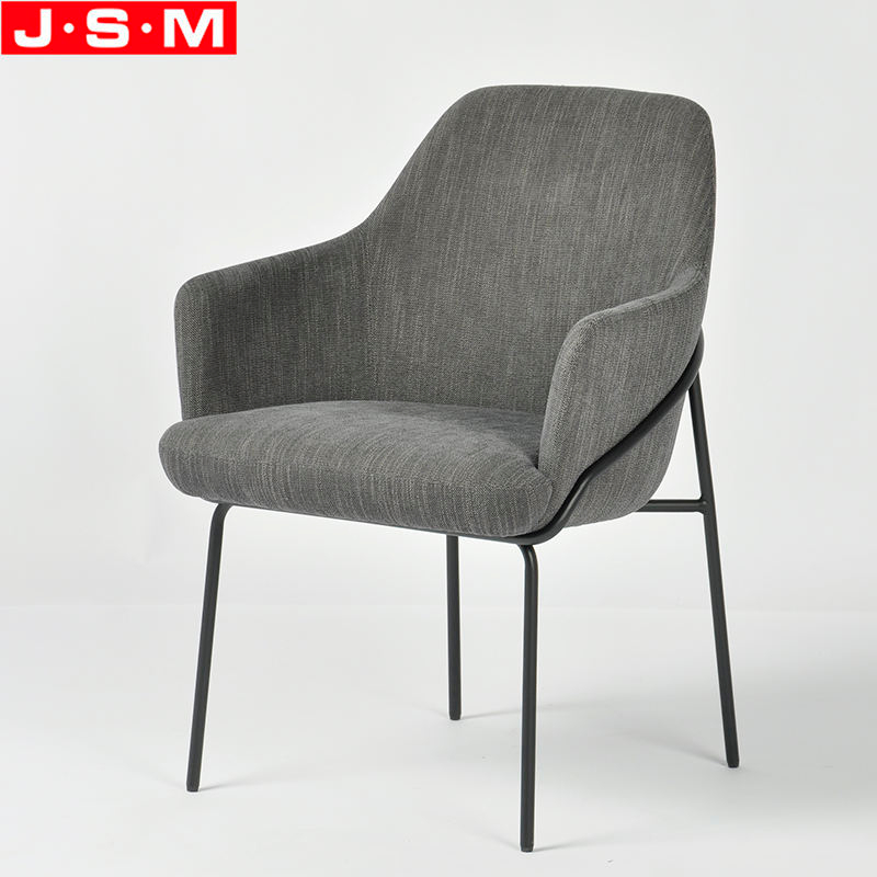Italian Designs Kitchen Black Upholstered Legs Dining Chair With Arm Rest