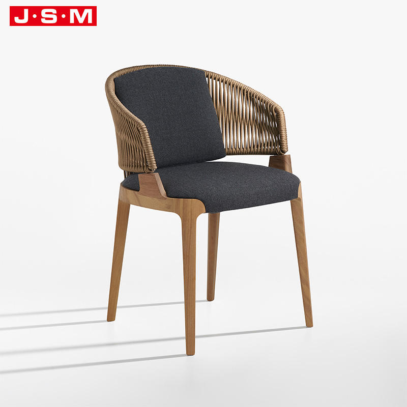 Luxury Hot Products Vintage Style Cushion Seattop Rope Back Cushion Seat Ash Timber Base Leisure Dining Chairs