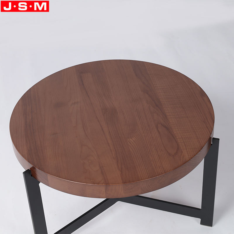 Modern Design Living Room Furniture Iron Legs Solid Timber Table Top Coffee Table