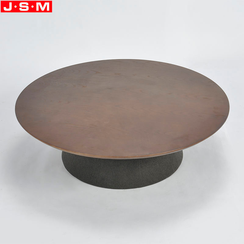 Cushion Base Wood Veneer Table Top Round Coffee Table Home Living Room Tea Table