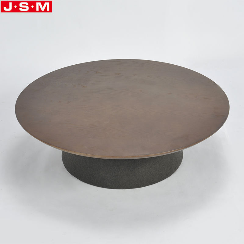 Cushion Base Wood Veneer Table Top Round Coffee Table Home Living Room Tea Table