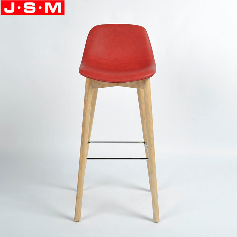 Modern Furniture Outdoor Kitchen Red Wooden Back Counter High Bar Stool Chair
