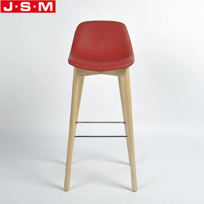 Modern Furniture Outdoor Kitchen Red Wooden Back Counter High Bar Stool Chair