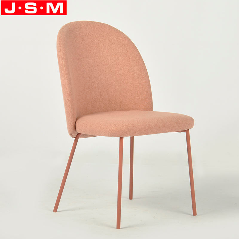 Contemporary Wooden Frame Pink Back Dining Chairs In Office Building