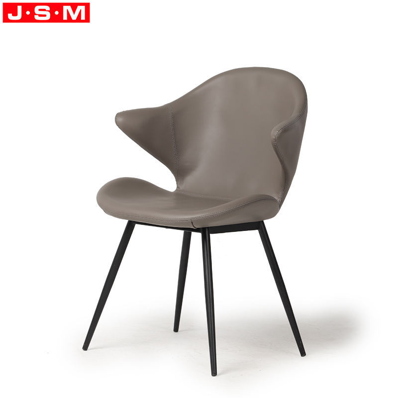 Unique Accent Luxury Leather Metal Legs Dining Room Study Room Dining Chair