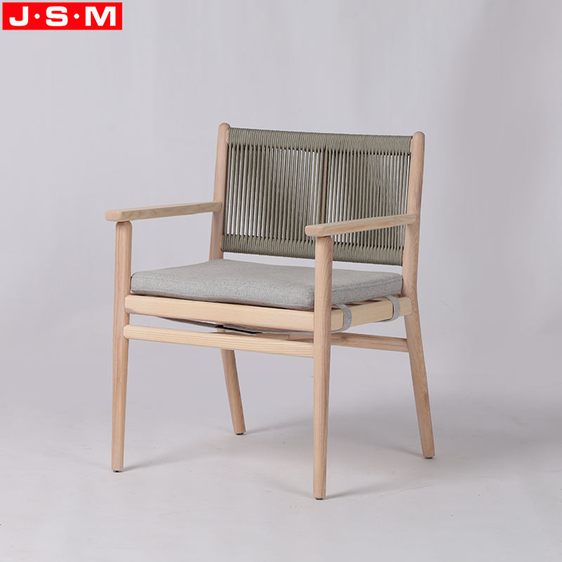 Nordic Hot Sale Cotton Rope Woven Back Chair Japandi Style Dining Chair