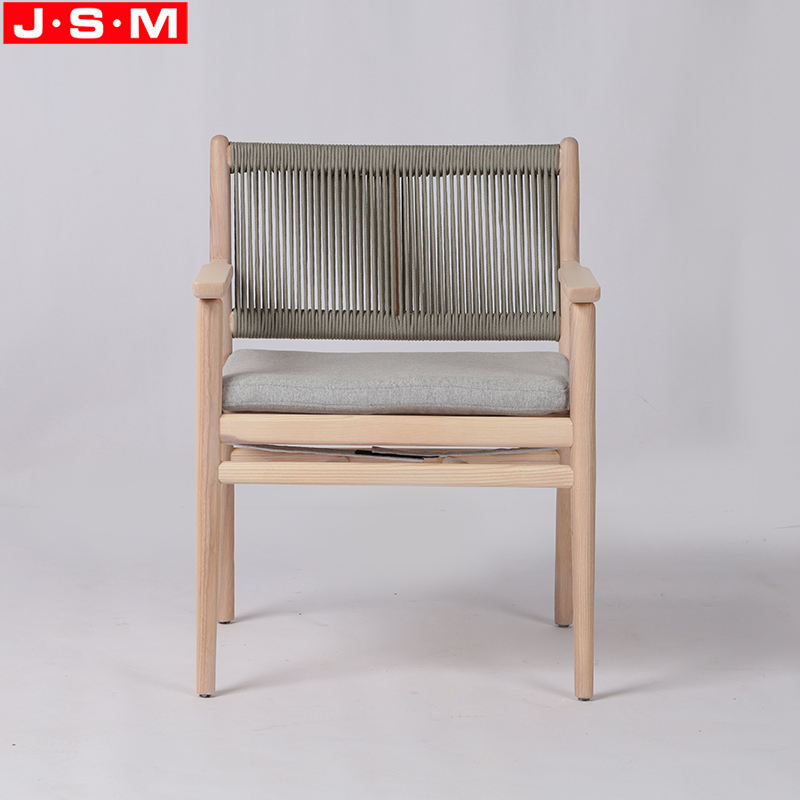 Nordic Hot Sale Cotton Rope Woven Back Chair Japandi Style Dining Chair