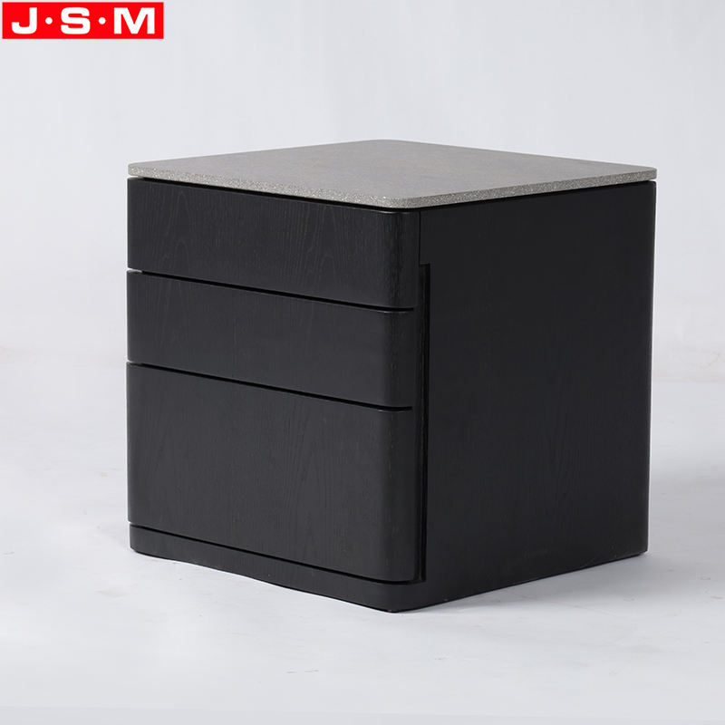Factory Wholesale Man Made Stone Side Table Nightstand Cabinet With 3 Drawers