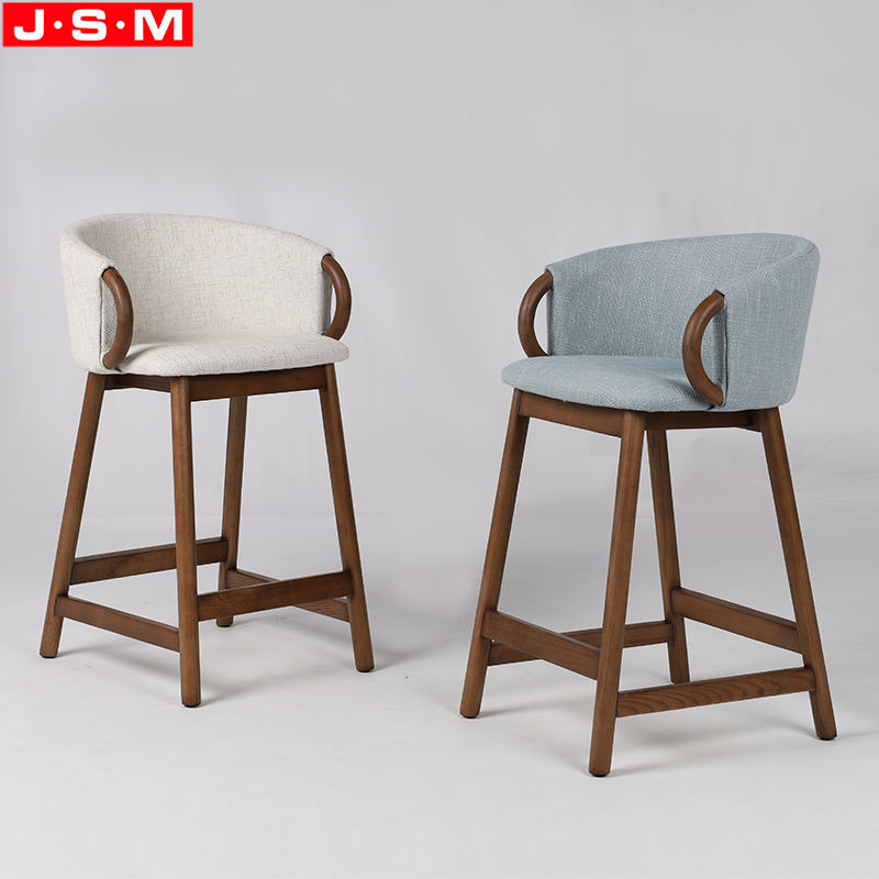 High Quality Breakfast Bar Stools Upholstered Fabric Seat Backrest Counter Kitchen Bar Chairs