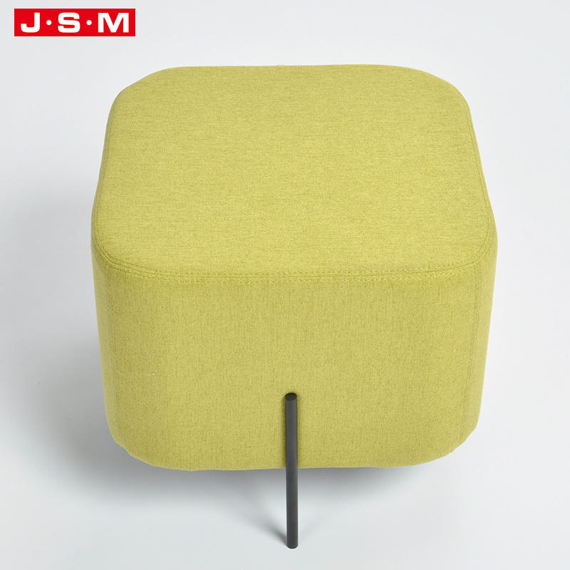 Living Room Square Fabric Storage Lounge Chair Pouf Storage Bench Metal Base Ottoman Stool