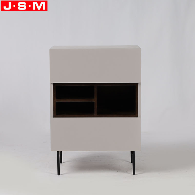 Metal Base Living Room Wood Cabinet Furniture Modern Cabinet With 2 Drawers