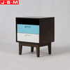 Nordic Bedroom Nightstand Square Wood Bedside Table With Two Drawers