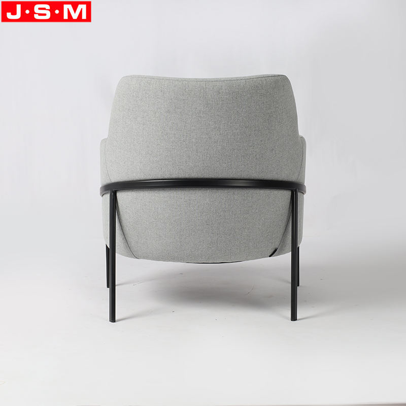 Gray Simple Wooden Comfortable Accent Metal Frame Fabric Armchair
