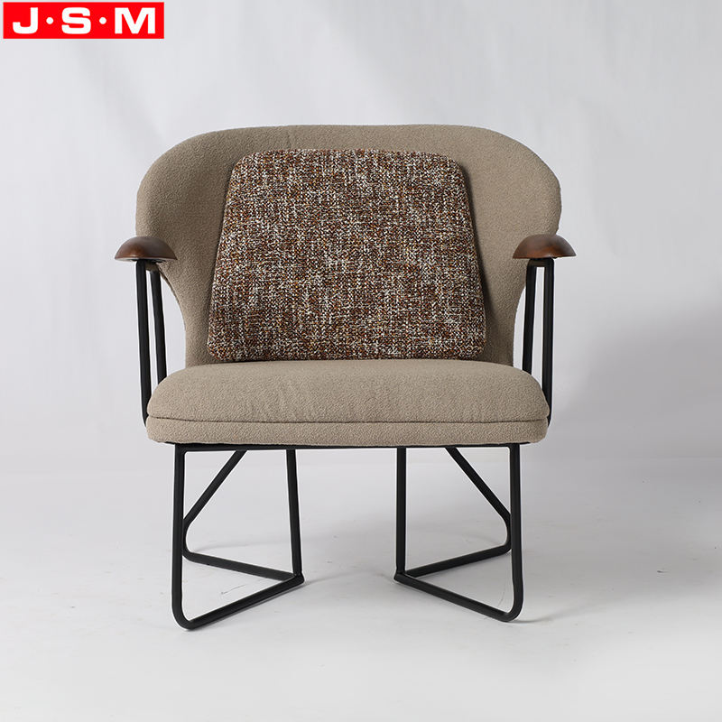 Nordic Single Soft Armchair Living Room Lounge Balcony Metal Base Leisure Chair