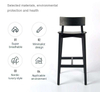 Morden Solid Wood Black Custom Logo Patio Bar And Kitchen Chair