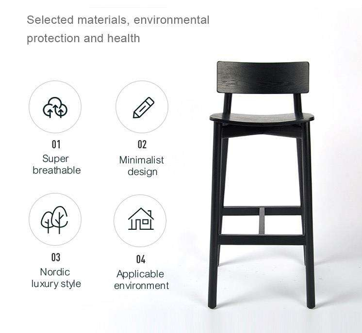 Morden Solid Wood Black Custom Logo Patio Bar And Kitchen Chair