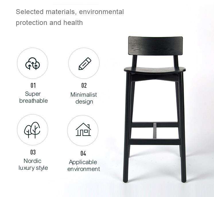 Morden Solid Wood Black Custom Logo Patio Bar And Kitchen Chair
