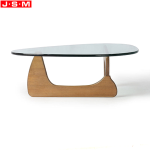 Creative Modern Living Room Furniture Luxury Wooden Triangle Shaped Coffee Table With Glass Top