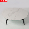 Luxury Modern Design Living Room White Marble Round Coffee Table With Metal Leg