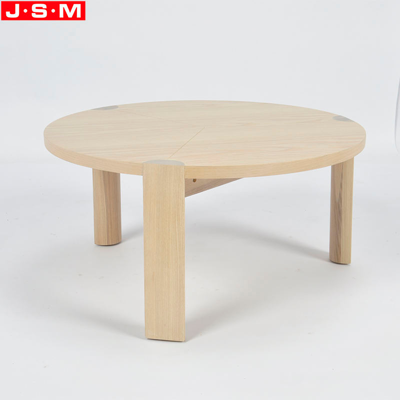 Small Veneer Table Top Wooden Round Coffee Table Buff Tea Table