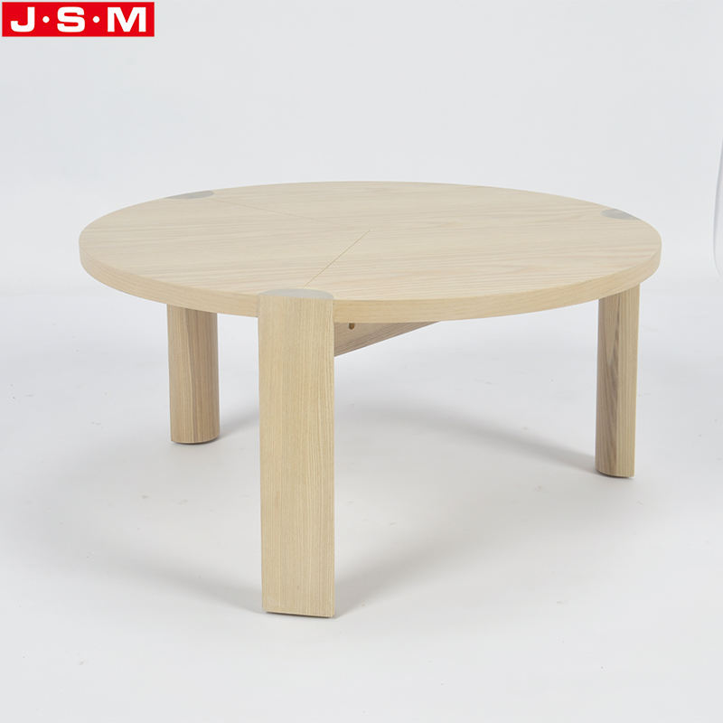 Small Veneer Table Top Wooden Round Coffee Table Buff Tea Table