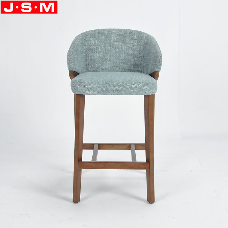 Pub Cafe Home Kitchen Cushion Seat Top Fabric High Counter Chair Wooden Bar Stool