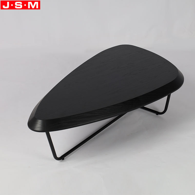 Modern Cocktail Living Room Metal Base Desktop Ash Timber Table Top Tea Table