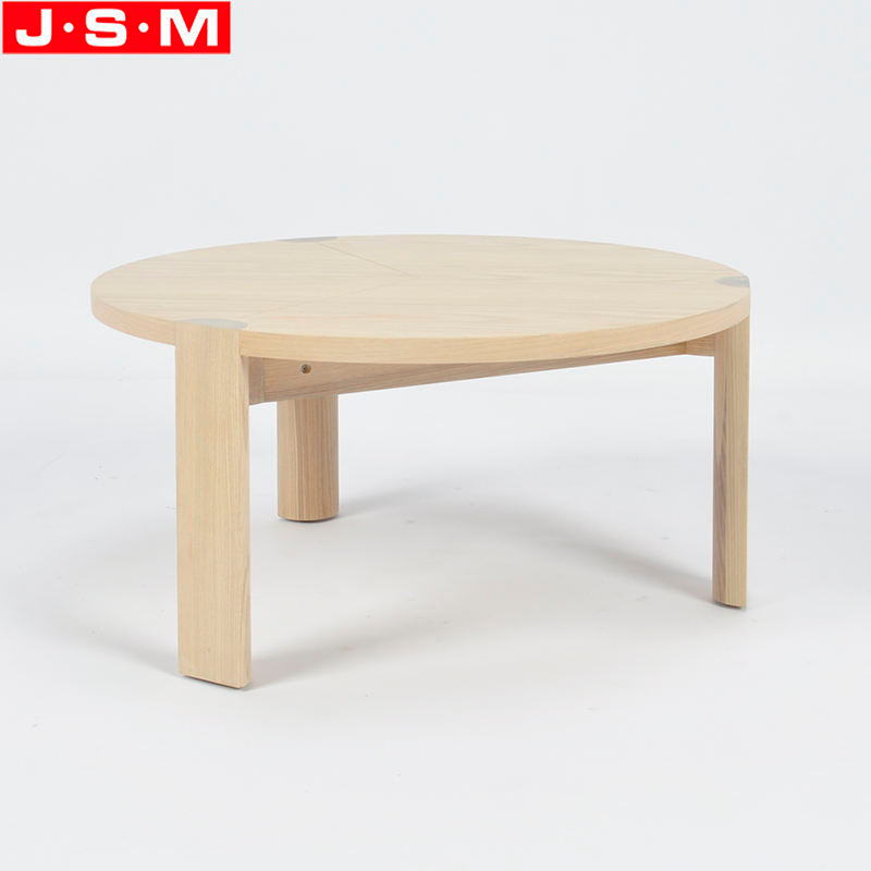 Small Veneer Table Top Wooden Round Coffee Table Buff Tea Table