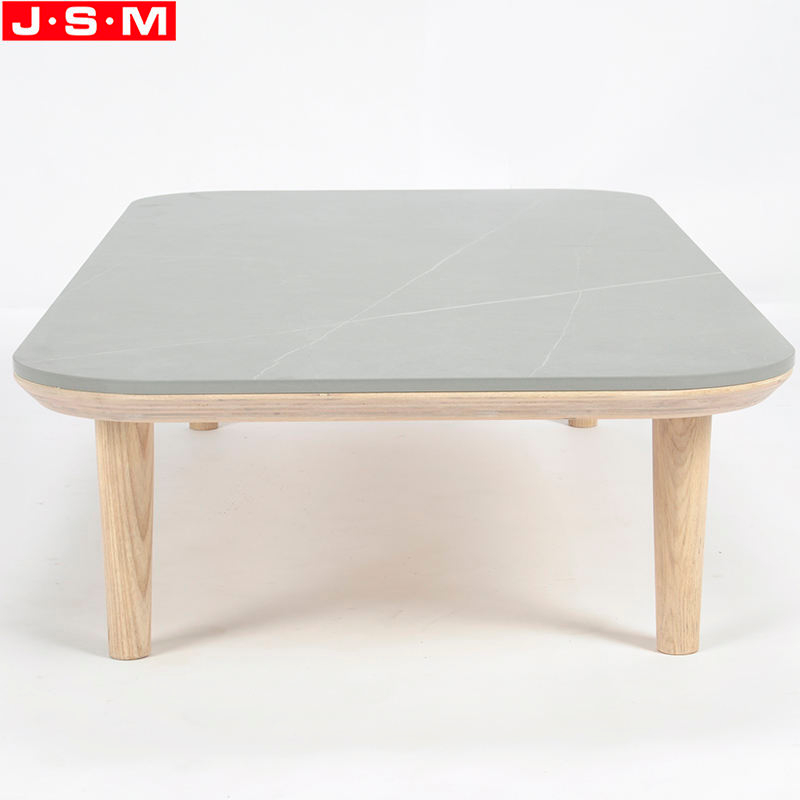 Gray Rock Slab Top Living Room Coffee Table Side Table Square Modern Tea Table
