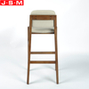 Modern Shop Garden Restaurant Wood White Counter High Bar Stool With Backs