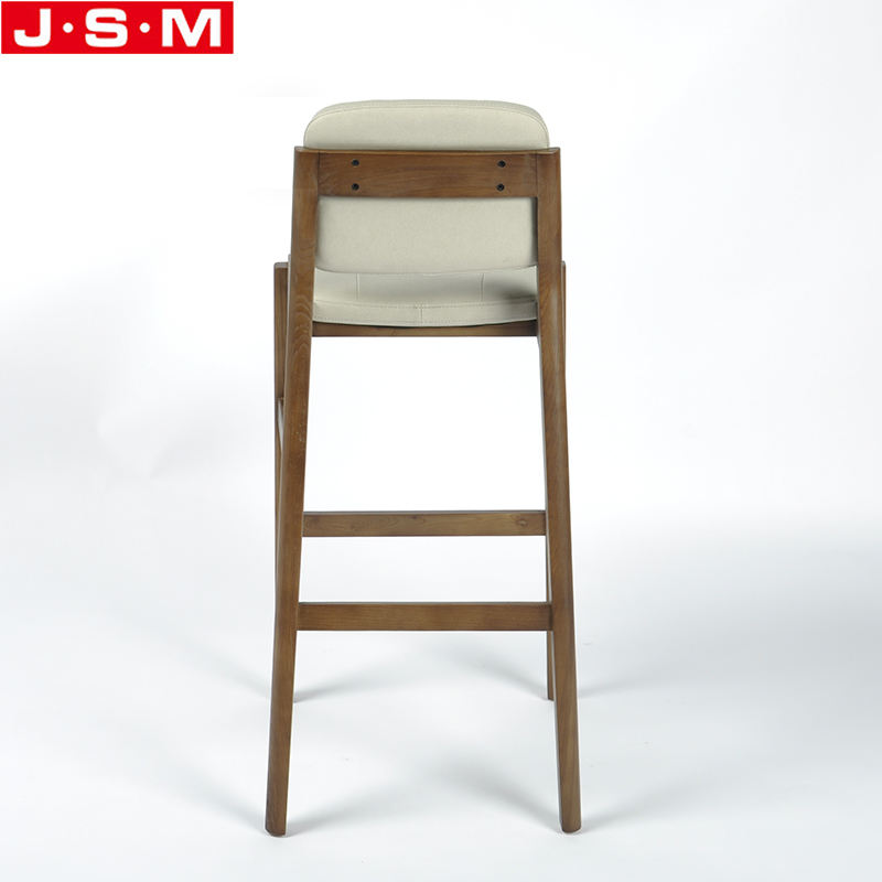 Modern Shop Garden Restaurant Wood White Counter High Bar Stool With Backs