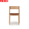 Hot Sale Leather Upholstered Cushion Wood Dining Chair With Wooden Legs