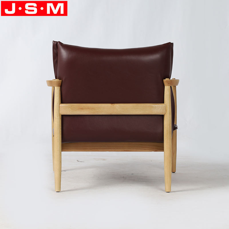 Home Furniture Leather Cushion Seat Hotel Dining Chairs Wooden Base Armchair
