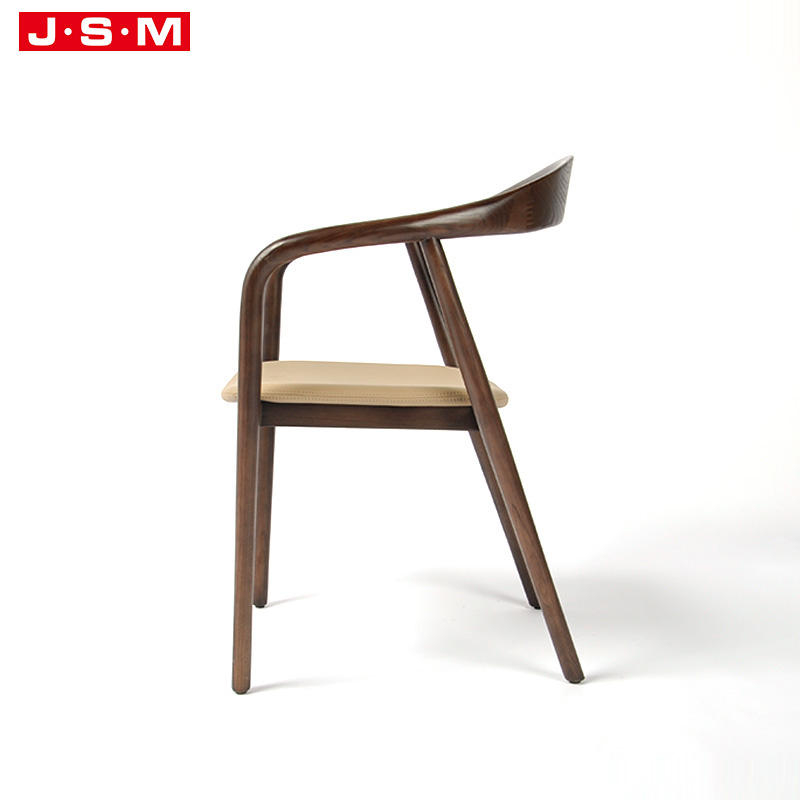Modern Minimalist Wooden Cover Fabric High Back Tufted Genuine Leather Grey Room Dining Chair